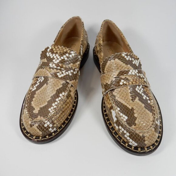 SCHUTZ Christie Penny Lug Loafers Shoes Size 6 Snakeskin Embossed Leather NEW - Picture 1 of 11